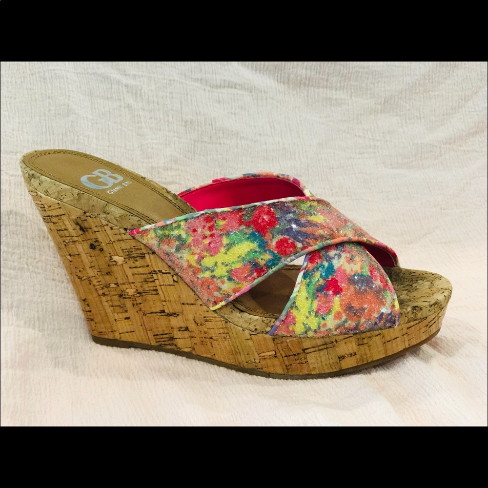 Gianni Bini Floral Wedge Heeled Sandal - In Box